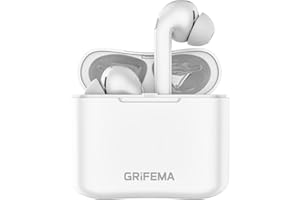 GRIFEMA G-TWS1, Écouteurs Bluetooth sans Fil, Écouteur Bluetooth 5.1 Intra-Auriculaires Sports, Imperméable, avec étui de Charge et Microphone, Disponible pour Les téléphones iOS et Android, Blanc