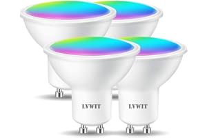LVWIT GU10 Led Bulb,Smart RGB GU10 Tuya APP Bulbs,5W Replace 35 Watt, 350Lm,Compatible with Alexa, Echo, Google Assistant, TUYA/Smart Life Bulbs (Pack of 4)