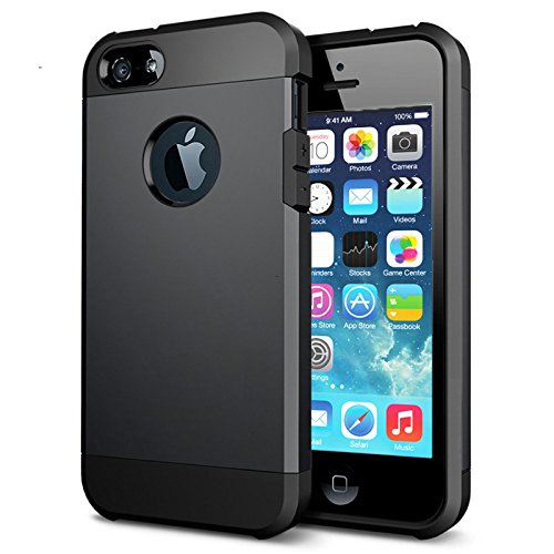 Coque Etui Antichoc Armor pour Iphone 5 5S SE noir Coussin d'Air TechExpert
