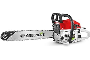 GREENCUT GS620X - Benzin-Kettensäge mit 2-Takt-Motor 62cc 3,8 PS mit 20'' Blatt, Easy-Start, Anti-Vibrationssystem, TRU-SHARP Technologie