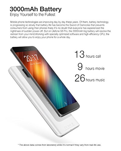 Ulefone S8 Pro - 4G Smartphone ohne Vertrag (5.3 Zoll, Android 7.0, Dual rear Kamera, dual Blitzlichter, 2GB RAM 16GB ROM, 1280 x 720 pixel, MTK6737 Quad Core 1.25GHz, dual Sim, Fingerabdruck) (schwarz)