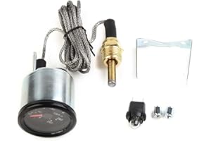 ZILIMONTT Suitable for most 12V vehicles 2-inch water temperature gauge with accurate readings, sensor thread, NPT 1/2, (water temperature gauge + temperature sensor)