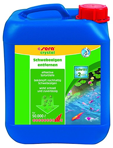 Sera 07234 pond crystal 5 Liter für 50.000 Liter (bei grünem Wasser) für ungetrübte Teichfreude - gegen Schwebealgen