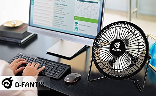 D-FantiX Mini Schreibtisch Ventilatoren, Retro Antique Metal Tisch Lüfter USB Powered Kleine Personal Fan für Haus, Büro, Schwarz (4 ZOLL) - 8