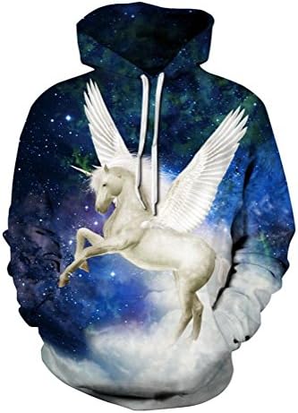 YYHSO Realistic Starry Sky Hoodies 3D Animal Printing Young Students Casual Sweatshirts (Pegasus) , xxl/xxxl