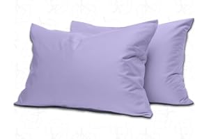 MistyMorning Pillow Cases 2 Pack Soft & Premium Quality Bedding & Linen, Egyptian Cotton 200 Thread Count, Breathable & Envelope Closure in Standard Size (50x75+15 cm) (Lilac, Pack of 2)