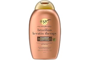 OGX Brazilian Keratin Therapy Schampo, 385 ml | Utjämande schampo med keratin, kokosolja, avokadoolja & kakaosmör, utan sulfater, för frissigt, lockigt eller vågigt hår