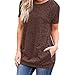 Produktbild BHYDRY Frauen Casual Kurzarm Rundhals Taschen Tuniken Lose T Shirt Blusen TopsLarge,Braun