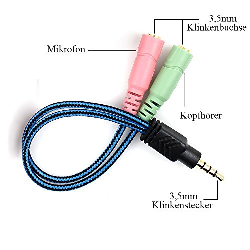 Cavo Adattatore, ENVEL 3,5mm Sdoppiatore Cuffia Y Jack per Microfono e Cuffie [ 2 Femmine prese su 1 Maschio jack ] per PC PS4 Xbox One Auricolare Smartphone Tablet MP3 Altoparlanti