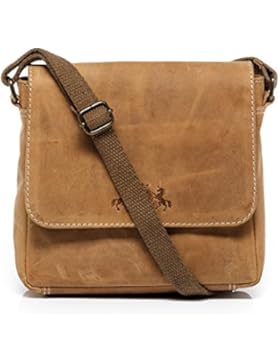 SID & VAIN Umhängetasche HANNAH - Ledertasche mit Schultergurt klein - Schultertasche im Vintage-Look - echt Büffel-Leder...