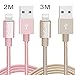 Price comparison product image iPhone Cable , Sunglo(TM) Lightning Cable High Speed Sync iPhone Charger in Nylon Braided for iPhone 6 iPhone 6s iPhone 6Plus iPhone 6sPlus / iPhone 5 iPhone 5s iPhone 5c iPhone SE / iPad / iPod 2M(Pink)+3M(Champagne)