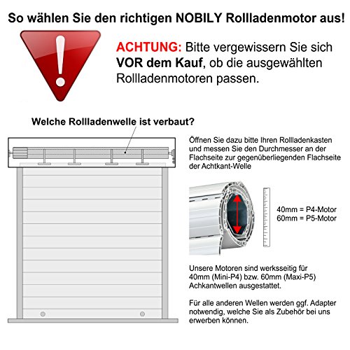 NOBILY *** PROFI-SET / Maxi – Rolladenmotor Rohrmotor Rolladen Rolladenantrieb P5 20/15-60 ( Zugkraft 50kg ) + Zeitschaltuhr Relax EAN 4260355820180 - 7