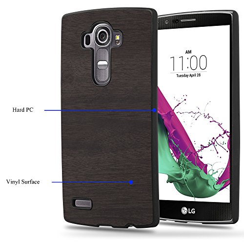 LG G4 Funda Super Delgada de Pl  stico Duro en WOODY NEGRO de Cadorabo  Dise  o ESTILO DE MADERA      Cubierta Protectora Ligera con Antichoque y Resistente al Rayado para Tel  fono M  vil     Protecci  n Carcasa Case Cover