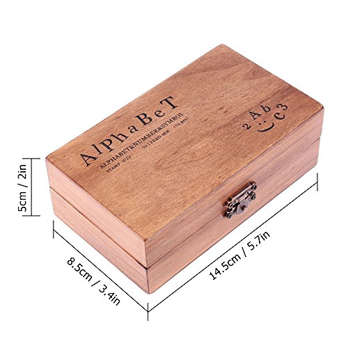 TRIXES Gummi-Stempel Set mit Holzgriffen mit 70 Buchstaben Stempeln Groß- und Kleinbuchstaben Alphabet Zahlen und Symbole - 7