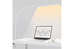 BIENSER LED Desk Lamp with Clamp, Eye Caring Reading Lamp with 10 Brightness, 5 Color Modes, Long Flexible Gooseneck Daylight Light, Architect Task Lamp, Clip on Lamps for Home Office, Super Bright