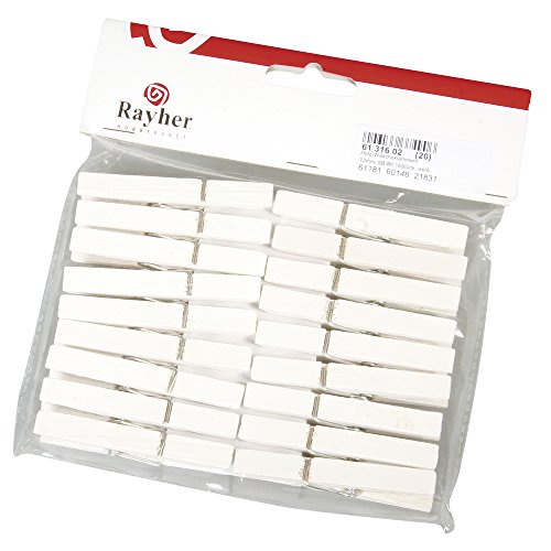 Rayher 6131602 Holz-Wäscheklammern, 72mm, SB-Btl 18Stück, weiß - 2