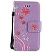 Produktbild Nancen Tasche Hülle für,Apple iPhone 5 Hülle,Apple iPhone 5 / 5S / SE (4 Zoll) Leder Wallet Tasche Brieftasche Schutzhülle, Nancen Prägung Schmetterling Muster PU Leder Handytasche im Bookstyle Stand Funktion Kartenfächer Magnet Etui Schale