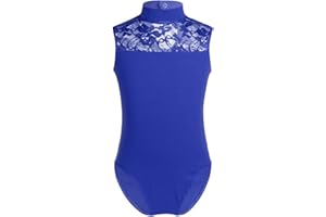 iiniim Maillot de Danza Gimnasia Ballet Clásico Encaje Flor sin Mangas Body Cuello Perkins Mono Leotardo Danza Baile Ropa Deportivo Vintage Lace Básico
