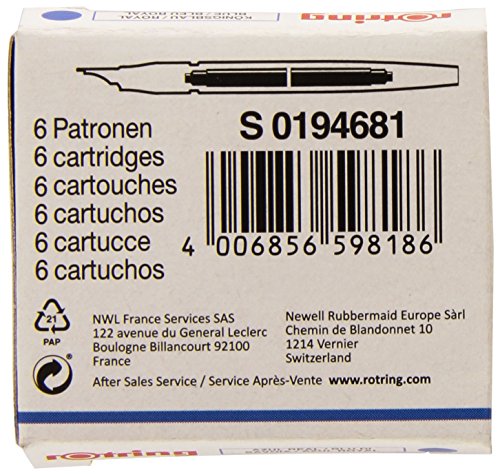 rOtring S0194681 -ArtPen-Nachfüllpatronen, 6 Stück, blau - 2