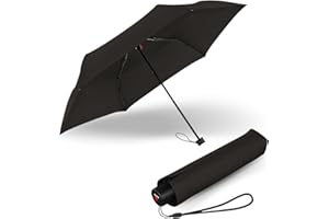 Knirps Regenschirm C.050 Small Manual Black mit Schirmtasche I kleiner Regenschirm für unterwegs I Handöffner Taschenschirm I Regenschirm windstabil & leicht I Mini Schirm