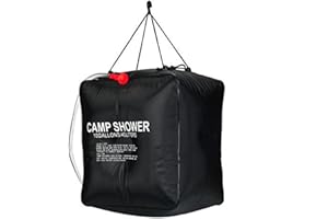Kocusu Sac de douche d'extérieur 40 l, sac de douche solaire portable en PVC avec pommeau de douche, sac à eau solaire pour camping, plage, jardin