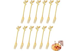 BONHHC Juego de 12 tenedores de postre de acero inoxidable, mini tenedores de postre, pequeños tenedores de acero inoxidable, tenedores de mesa, tenedores de ensalada de frutas, para frutas y postres,