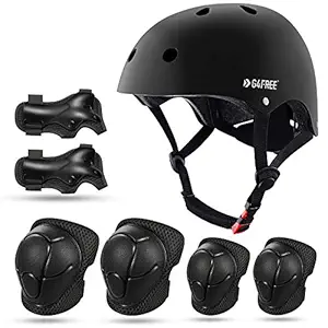 G4Free Kids Bike Skateboard Helmet and Knee Elbow Pads Wrist Guards for 3-8 Years Boys Girls Protective Gear Sets Children Toddler Sports Safety BMX Roller Skating, Cycling, Scooter