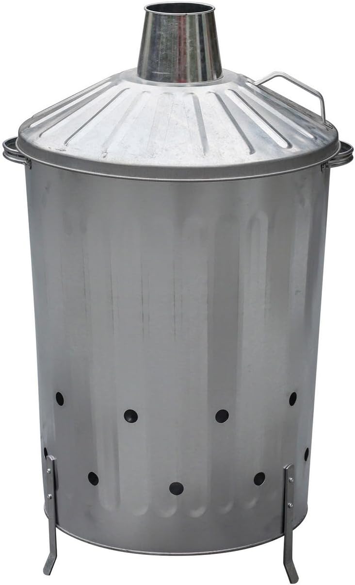 CrazyGadget® 90 Litre 90L Extra Large Galvanised Metal Incinerator Fire Burning Bin.