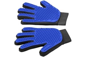 ‎BOUMOUR BOUMOUR® - Pet Hair Remover Brush Massage Grooming Glove Dog Cat (Blue, 2 Gloves, One Pair) (Blue)
