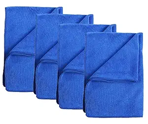 Store2508 High Absorbent 420 GSM Microfiber Cloth 60x40 cm Pack of 4 Blue