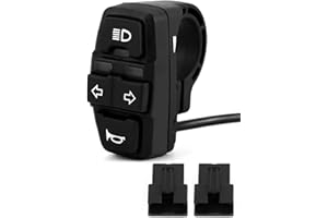 QWORK® 3 in 1 Motorcycle Handlebar Control Switch - Headlight, Turn Signal, Horn Mount on 22mm 7/8 Inch Handlebar for Motorbike, Electric Bike, E-Scooter