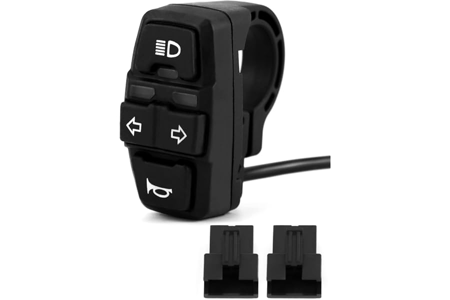 QWORK® 3 in 1 Motorcycle Handlebar Control Switch - Headlight, Turn Signal, Horn Mount on 22mm 7/8 Inch Handlebar for Motorbike, Electric Bike, E-Scooter