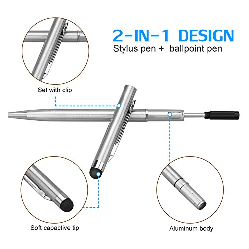 Eingabestift, PROKING 2 in 1 Universal Stylus Stift Touch Pen kapazitiven Stylus Kugelschreiber fÃ¼r Touch Screens GerÃ¤te Stylus Stifte fÃ¼r iPad, iPhone, Kindle, Samsung, HTC, Tablets(5Schwarz,5Silber)