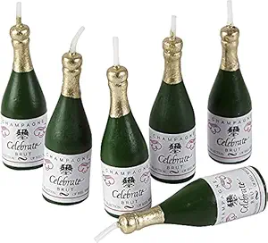 FESTIVE BLESSINGS Paraffin Wax Champagne Bottle Candle - Pack of 6 Pieces
