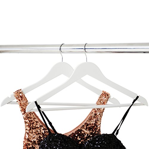 DXP 50 Stück Kleiderbügel aus Holz Weiß mit Rutschfestem und Hosenstange 360 Grad drehbar (50) HG03 weiss - 7
