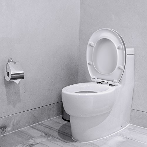 Homitex WC Sitz mit Absenkautomatik Duroplast Quick-Release Edelstahl Scharniere Antibac Weiß - 7