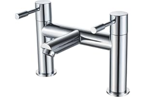 Luckyhome Bath Mixer Tap,Bathroom Double Lever Bath Tub Filler Mixer Tap Solid Brass Fitting