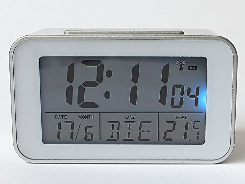 Funkuhr mit Thermometer Funkwecker Wecker Uhr in Silber (SN4491W) - 8