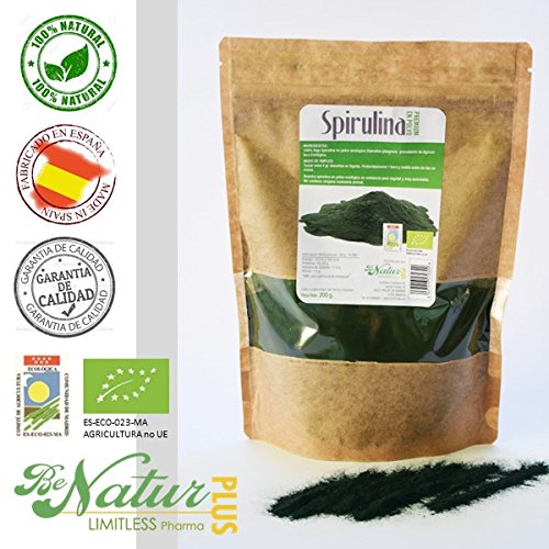 Poudre de Spiruline BeNatur Plus - 100% Algue Spiruline poudre écologique 200 g