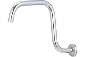 Tubo de brazo de ducha con brida y cinta de teflón, Markcco 33 cm en forma de S, brazo de extensión de cabezal de ducha de acero inoxidable largo cuello de ganso curvo, soporte elevador de