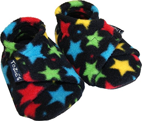 TOZIES Baby Toddler Soft Indoor Play Shoes / Slippers NON SLIP Designed to Stay on (18-36 mths) STARS