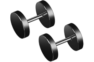 BODYA Black Earrings Studs Stainless Steel Men Earrings Pack 1 to 8 Pairs Ear Piercing Plugs Tunnels Screw Studs Set 18 Gauge