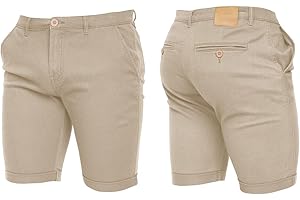 Crosshatch Mens Stretch Slim Fit Chino Shorts with Pockets for Summer, Holiday, Golf by Jeanbase