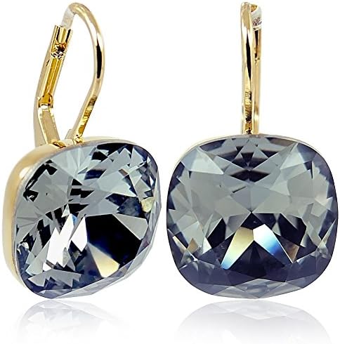 Earrings with Swarovski Elements Gold Silver Night - Grey Black - Made in Germany - NOBEL SCHMUCK