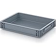 Auer Packaging Euro Container 40 x 30 x 7.5 cm, 6.9 Liters, Gray, Plastic, Food Box, Stackable Storage and Transport Box, Original Auer Quality, Made in Germany