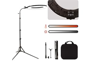 GSKAIWEN - Set di luci LED ad anello, 18 pollici, 60 W, per fotografia, per studio fotografico, video, con trucco, ritratto YouTube Video Outdoor Shooting