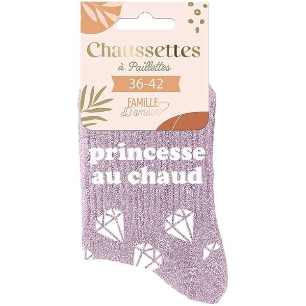 Lot 2 Paires Chaussettes Pailletées STC - Message "Cousine D'Amour", Taille Unique 36-42