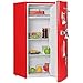 Produktbild AMSTYLE Design Retro Minikühlschrank 95L rot A+ mit Gefrierfach Türanschlag wechselbar | Kühlschrank freistehend mit Stufenloser Temperatureinstellung | Party-Kühlschrank mit Flaschenöffner