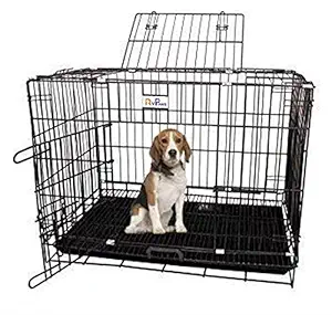 RvPaws Silver Black Cage/Crate/Kennel with Removable Tray for Dogs/Cats, 30 inch