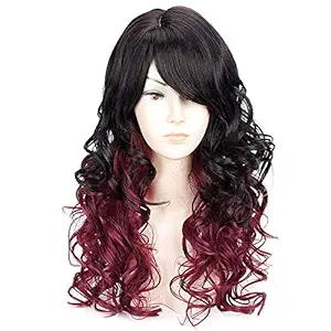 Paradise Full Head Synthetic Women Wigs Long Hair For Women/Women Wigs Natural Hair FREE 2 WIG CAP +CARRY POUCH (Black Burgundy)